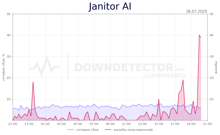 График сбоя Janitor AI 28.07.2025 г.