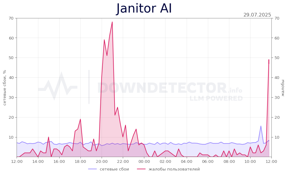 График сбоя Janitor AI 29.07.2025 г.